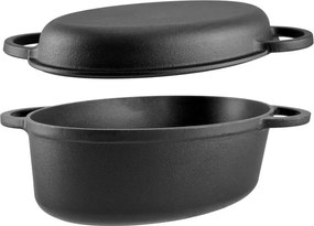 Oală ovală cu capac Perfect Home 17812, pentru cuptor, 37,5x26 cm