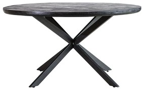 Masa rotunda cu blat din lemn de mango Steven 140x140x76 cm neagra