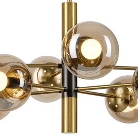 Lustră pe tijă ROLLO 8xE14/5W/230V auriu/fumuriu