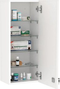 Dulapior de Perete pentru Medicamente cu Încuietoare, 5 Niveluri si Rafturi Reglabile, din Lemn si Sticla, Alb 30x20x70cm Kleankin | Aosom Romania