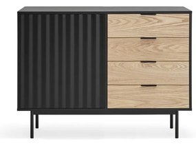 Comodă neagră/în culoare naturală joasă cu aspect de lemn de stejar 108x80 cm Sierra – Teulat