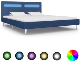 vidaXL Cadru de pat cu LED-uri, albastru, 160x200 cm, material textil