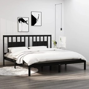 3104082 vidaXL Cadru de pat Super King, negru, 180x200 cm, lemn masiv