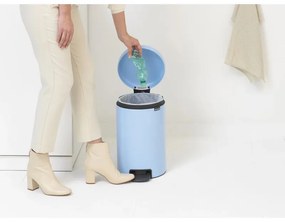 Cos de gunoi cu pedala Brabantia NewIcon 1005532, 12 L, Inchidere lina, Baza antiderapanta, Albastru deschis