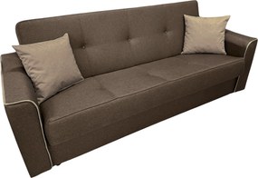 Canapea VERA extensibila, 3 locuri, lada de depozitare, stofa maro + crem, 225x90x90 Maro + Crem, Stofa