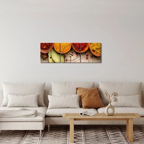 Tablou - Condimente pe lemn (cu ceas) (90x30 cm)