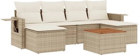vidaXL Set canapele de grădină, 7 piese, cu perne, bej, poliratan