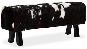 Banca, 120x30x45 cm, piele naturala de capra Alb si negru, 120 x 30 x 45 cm