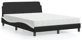 vidaXL Pat cu saltea, negru și alb, 120x200 cm, piele ecologică