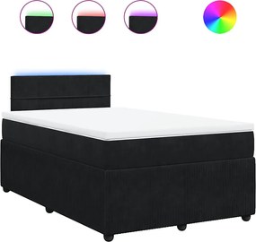 vidaXL Pat box spring cu saltea, negru, 120x200 cm, catifea