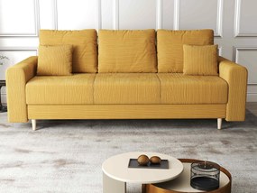 Canapea extensibilă dumonde cu ladă de depozitare si sezut confortabil din spuma high-density, Kronos Zoom Mustar 210x100 cm