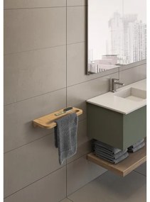 Raft de perete cu suport de prosoape Gedy HIMALAYA 14,5x40 cm bambus