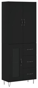 3198098 vidaXL Dulap înalt, negru, 69,5x34x180 cm, lemn compozit