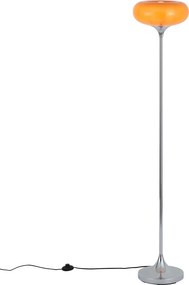 Lampă de podea retro cromată cu abajur de sticlă portocaliu 150 cm - Glaze