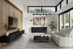 Comodă Malmi 200 cm - negru mat / picioare negre