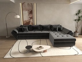 Colțar extensibil dumonde cu ladă de depozitare si sezut confortabil din spuma high-density, Loana XL Ambience Gri II 335x185 cm