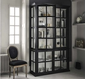 Vitrină lemn masiv gri Noir Antracit, 137 × 46 × 230 cm