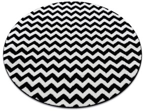 Covor Sketch rotund - F561 negru și alb - Zig Zag