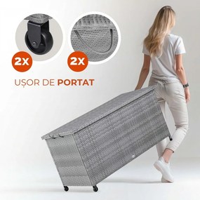 Ladă de depozitare din poliratan RICCO, 117x53x60cm, gri Casaria
