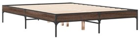 845040 vidaXL Cadru de pat, stejar maro, 140x190 cm, lemn prelucrat și metal
