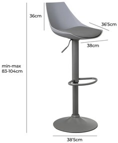 Scaune de bar gri cu înălțime ajustabilă 2 buc. din imitație de piele (înălțime șezut 56,5 cm) – Casa Selección