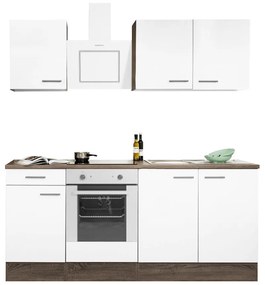 Mobilă de bucătărie Yorki 210, corp din stejar Yorki, față alb satinat cu element inferior al cuptorului