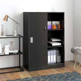 HOMCOM Dulap de Birou 3 Rafturi cu Încuietoare și 2 Chei de Securitate 80x40x120 cm Negru | Aosom Romania