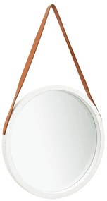 vidaXL Oglindă de perete cu o curea, 50 cm, alb