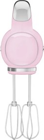Mixer manual SMEG 50's Style HMF01PKEU, 250 W, 9 viteze, Functie Turbo, Afisaj LED, Timer, Accesorii, Roz