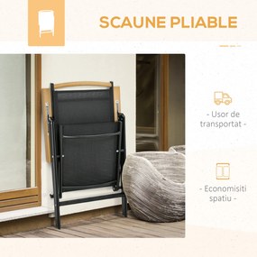 Outsunny Set Mobilier de Gradina din Aluminiu pentru 4 Persoane, 5 Piese, Design Modern, Durabil, Ideal pentru Exterior, Negru | Aosom Romania