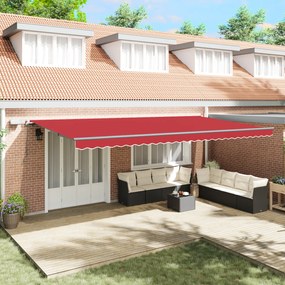 vidaXL Marchiză Manuală Retractabilă cu LED Roșie 600x300 cm