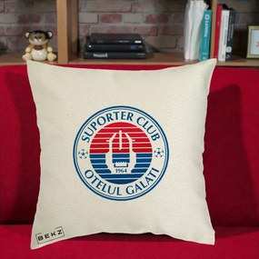 Perna Personalizata Otelul Galati Suporter Club 1964, 40x40 cm, Ecru, Husa Detasabila, Perna Inclusa, BEKZ®