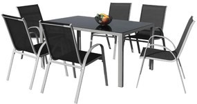 Set de gradina Lucio 2, dreptunghi - 6 locuri, negru/gri