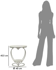 Mauro Ferretti Măsuță Inimă Argintie, Diametru 40 Cm, Înălțime 45,5 Cm | Aosom Romania