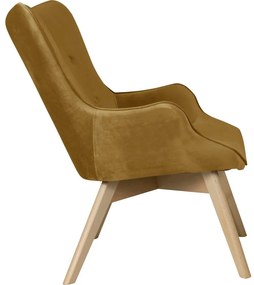 Fotoliu galben muștar cu tapițerie din catifea Niko – Ropez