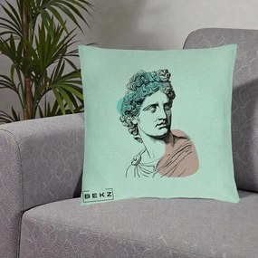 Perna Decorativa Bust Grec Vaporwave, 40x40 cm, Verde Menta, Husa Detasabila, Perna Inclusa, BEKZ®
