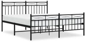 373712 vidaXL Cadru pat metalic cu tăblie de cap/picioare, negru, 160x200 cm