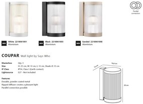 Aplica de perete pentru iluminat exterior IP54 Coupar alb