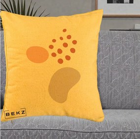 Perna Decorativa Abstract Forme Organice Pastel, 40x40 cm, Galben, Husa Detasabila, Perna Inclusa, BEKZ®