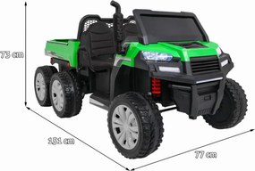Masinuta Electrica cu acumulator pentru copii NOVOKIDS™ Farmer Beast Buggy, 6 roti, 2 locuri, Cu remorca si faruri luminoase, Roti din Cauciuc EVA,