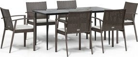vidaXL Set mobilier de grădină cu perne, 7 piese, poliratan și oțel