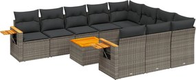vidaXL Set canapele de grădină cu perne, 11 piese, gri, poliratan