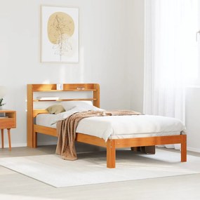 vidaXL Cadru pat fără saltea, maro ceruit, 90x190 cm, lemn masiv pin