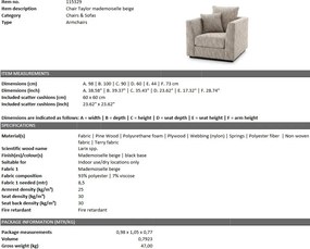 Fotoliu design LUX Taylor, bej mademoiselle 115329 HZ