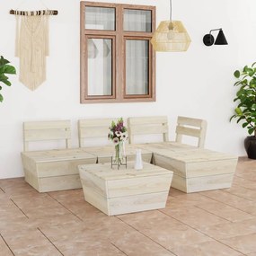 3063714 vidaXL Set mobilier paleți pentru grădină 5 piese lemn molid tratat