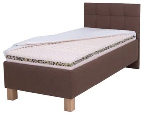 Pat tapițat MARIA ONE 90x200 cm, maro, cu spațiu de depozitare, fără saltea