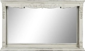 Oglindă decorativă, stil rustic vintage, culoare alb antichizat, din MDF și lemn de molid, „Spruce”
