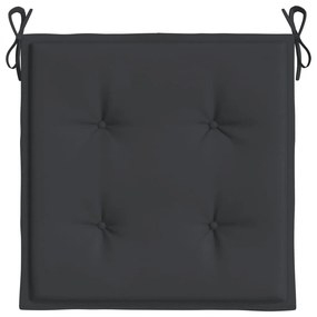 Perne scaun de gradina, 4 buc., negru, 50x50x3 cm, textil 4, Negru, 50 x 50 x 3 cm