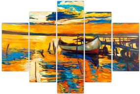 Tablou - Barca la apus de soare (150x105 cm)