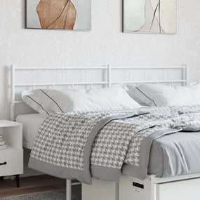 355744 vidaXL Tăblie de pat metalică, alb, 180 cm